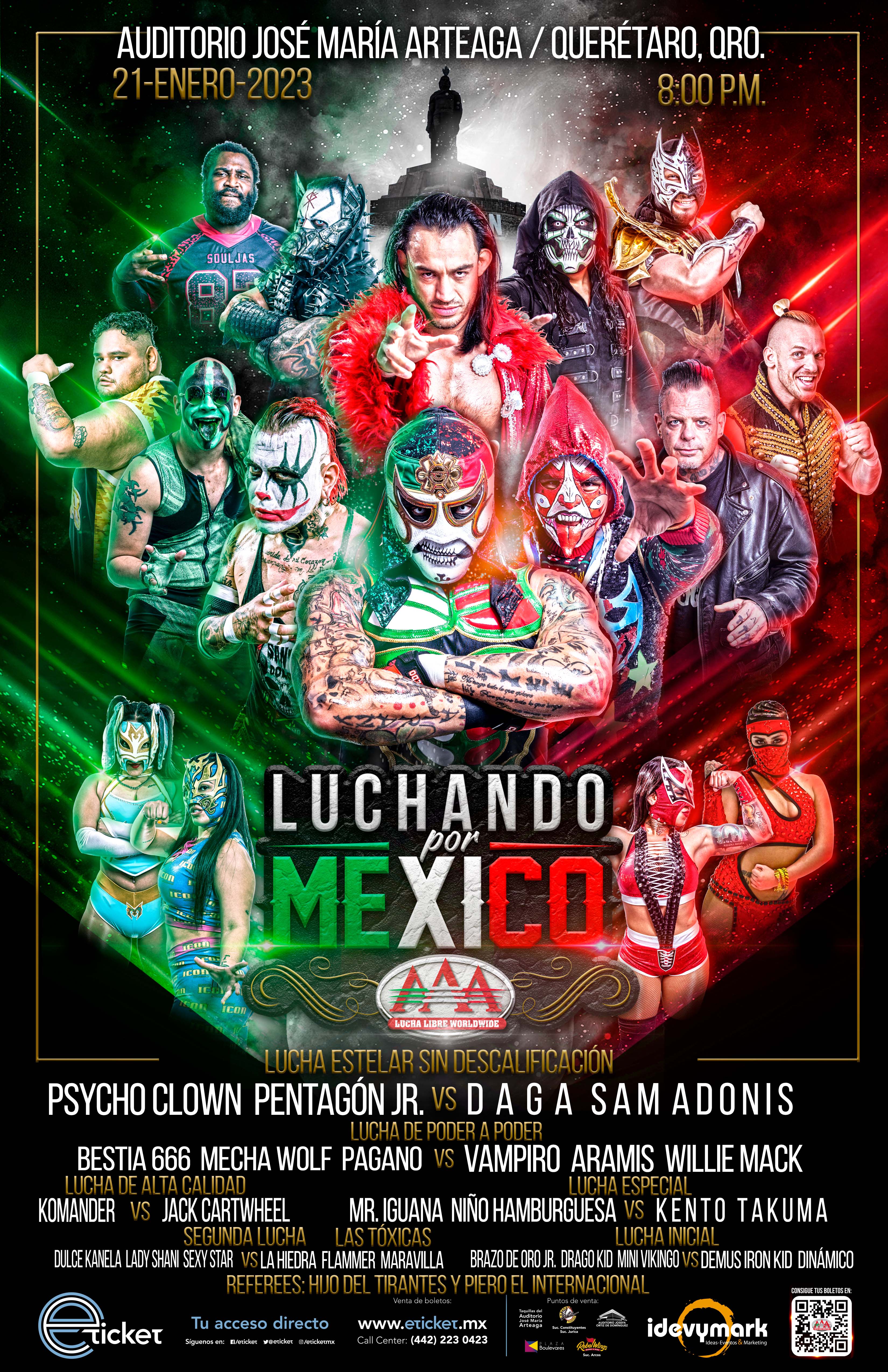 Cartel completo: Lucha Libre AAA Worldwide Gira 2023 en Querétaro