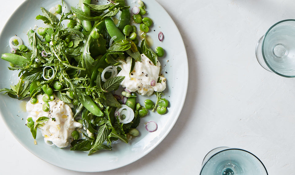 Sugar Snap Pea Salad With Fava Beans and Buffalo Mozzarella