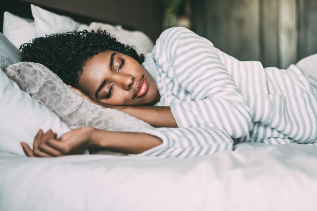 Woman napping during the day.