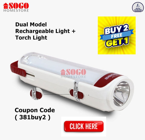 Dual Model Sogo Rechargeable Light and Torch Light Sogo JPN 381 in Pakistan