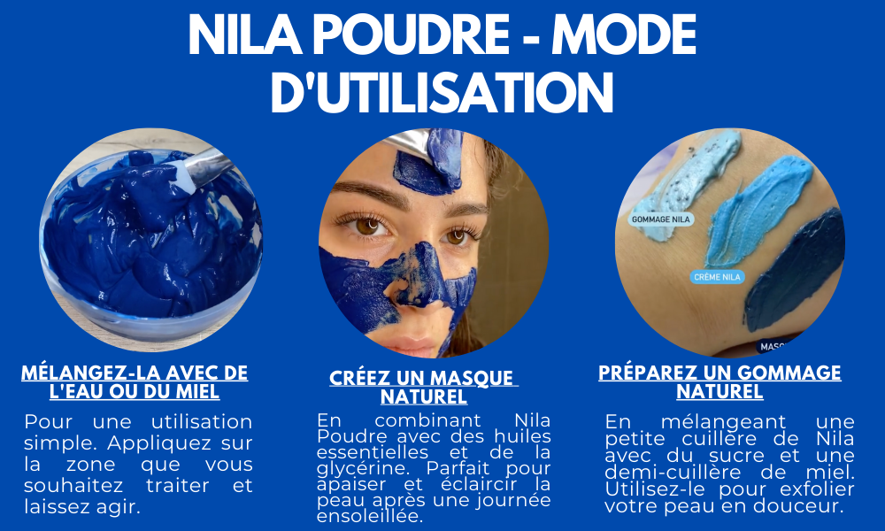 MABELA Poudre De Nila Bleu Maroc Original - Pigment Naturel Pour