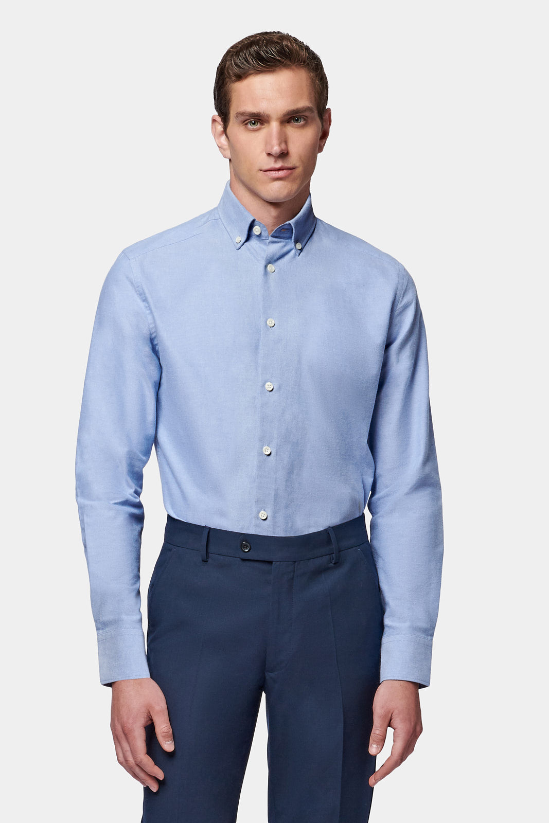 Casual Oxford Long Sleeve Shirt in Blue Yonder