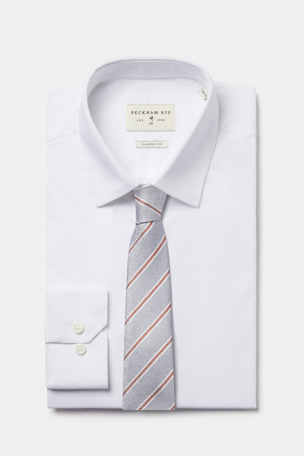 Silk Two Tone Stripe Tie in Grey Marl