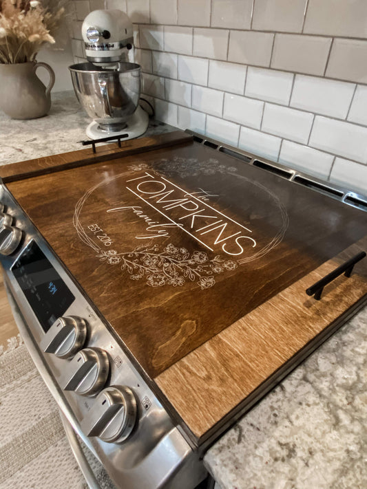 Warm Brown Gather Engraved Noodle Board Stove Cover – Josephine Thomas Home
