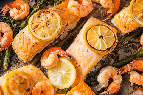 One-Pan Baked Salmon and Shrimp