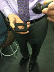 Tom Heyman holding the tools to make jewelry at Oscar Heyman