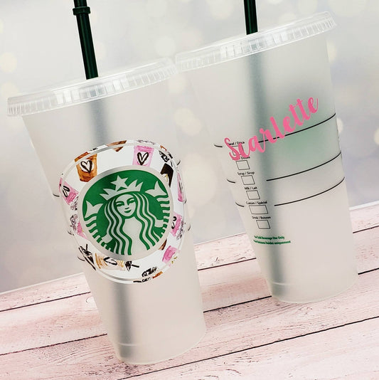 Personalized 16 oz Starbucks Reusable Cup with Custom Vinyl Decal or D –  Candy Wrapper Store