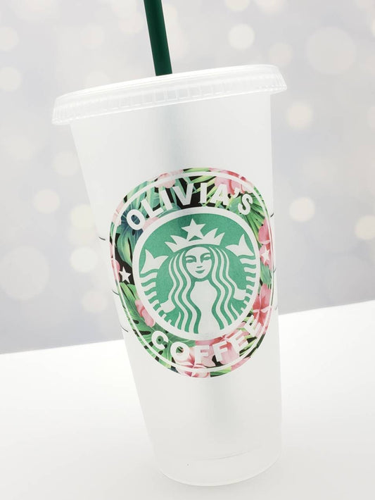 Personalized Starbucks 16 or 24 oz Reusable Cold Cup with Custom