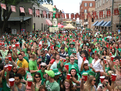 Crowd enjoying the St. Patrick's Day festivities in Savannah, Georgia