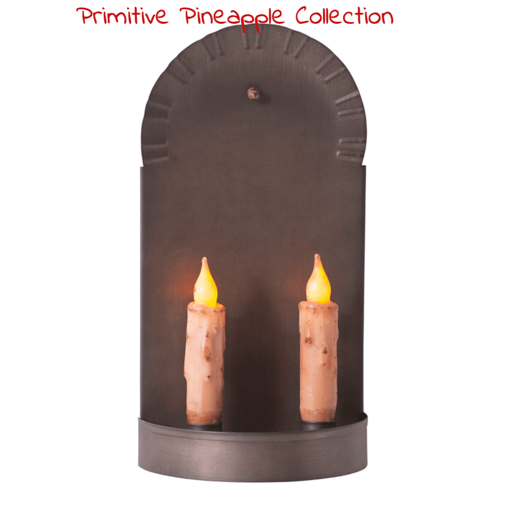 Primitive Farmhouse Black Tin Mirror Taper Candle Sconce 14 – The  Primitive Pineapple Collection