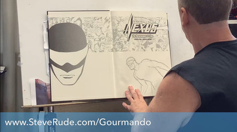 Steve does live sketch inside Gourmando book