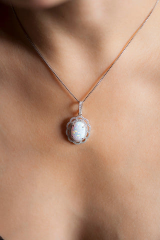 opal gemstone pendant necklace