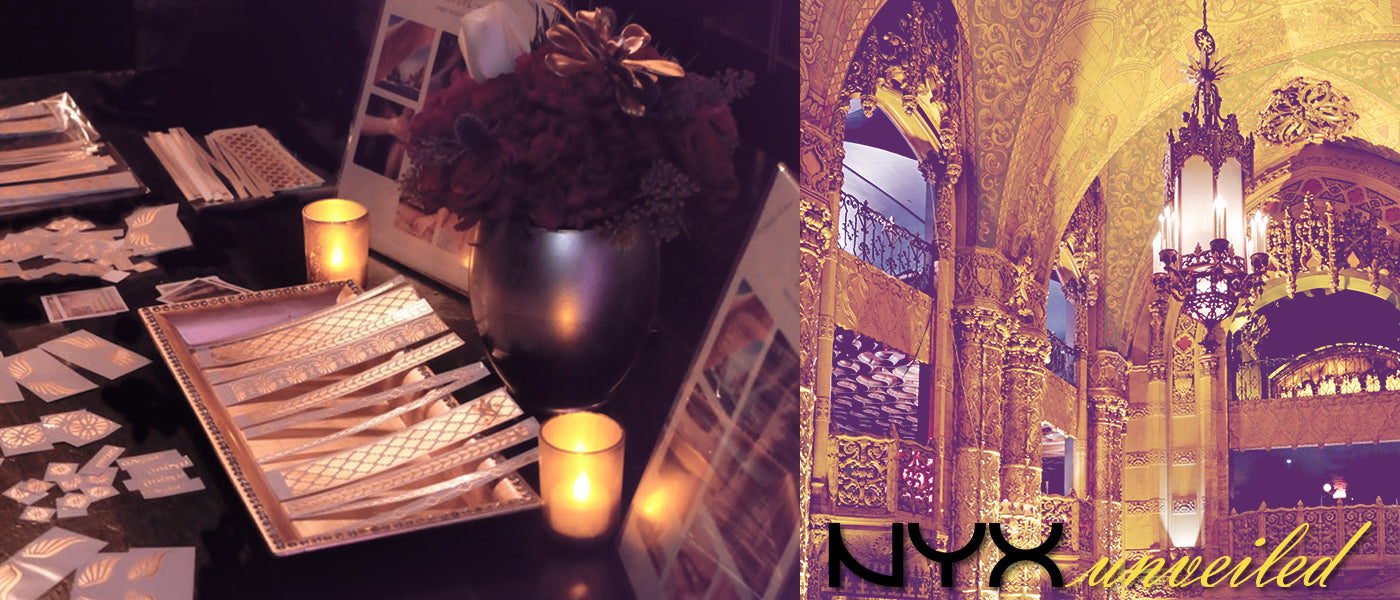 nyx unveiled party los angeles karmin ace hotel theatre downtown gold ink tattoo flash spring collection