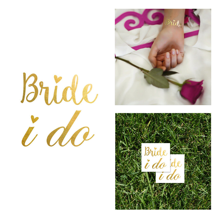 Wedding Team Bride Metallic Temporary Flash Tattoo | Gold ...