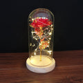 LED Enchanted Galaxy Rose Eternal 24K Gold Foil Flower with String Lights In Dome for Home Decor Christmas Valentine&#39;s Day Gift