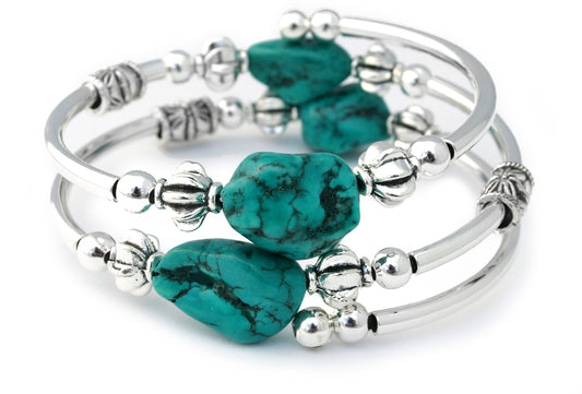 Bora bora Bracelet with crystal and swarovski beads in Turquoise and Blue –  Shop