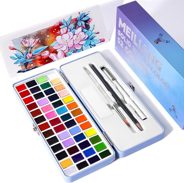 Meiliang Watercolor Paint Set 48 Vivid Colors Includes12 Metallic Glitter  Solid