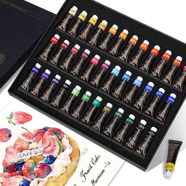 MeiLiang Watercolor Paint Set 52 Colors in Half Pans with accessories  (Purple box)