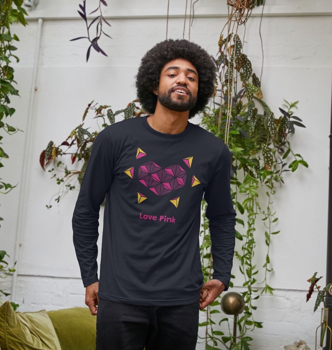 Man wearing "Love Pink" long sleeves t-shirt by unamarz Creations