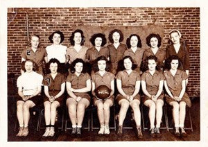 Mom and her 1945 girls' high school baseball team in Indiana.