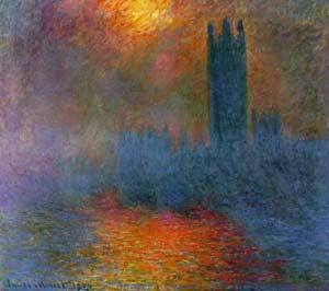 Houses of Parliament: Sun Breaking through the Fog, 1904. One of the many paintings of London's Parliament buildings by Monet.