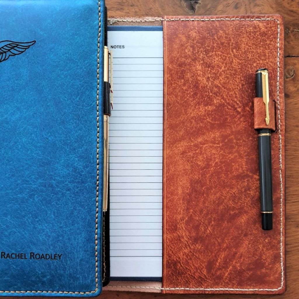 Pilot Logbook Covers with Pen Holders and laser engraved name