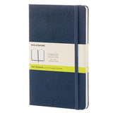 Moleskine Large Classic notebook in Sapphire Blue, stocked by Sparrowhawk Leather NZ, with handmade personalised leather journal covers made to fit