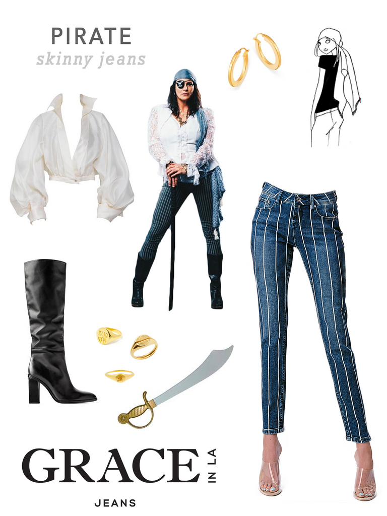 Grace in LA Pirate Costume in Skinny Denim Jeans