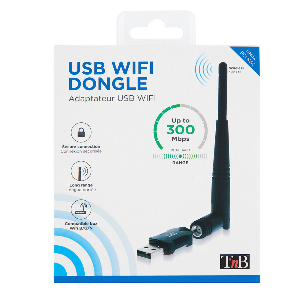 T'NB Mini Wi-Fi Dongle 300 Mbps Trådløs Adapter Aftagelig Antenne - Sort | Tilbehør | TABLETCOVERS.DK