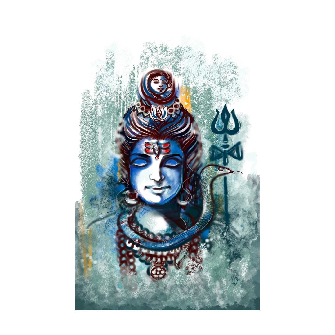 Large Size Lord Shiva Modern Abstract Canvas Painting | High ...