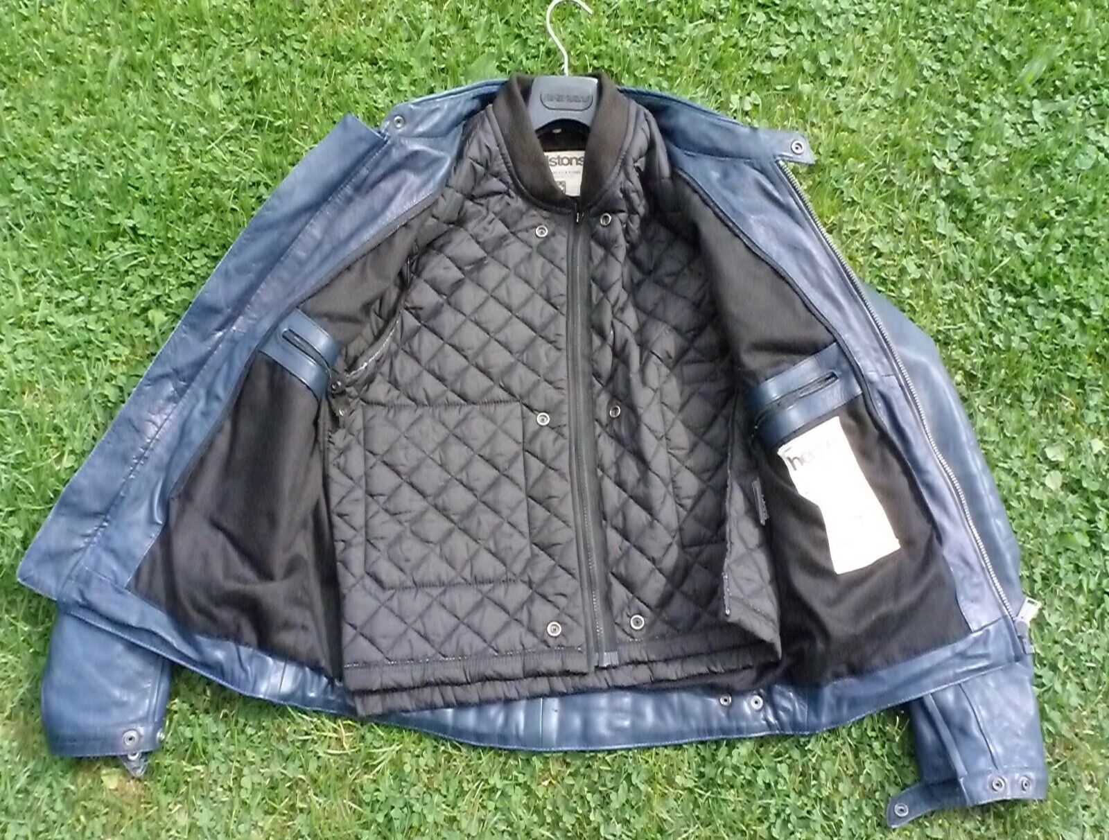 Doublure blouson moto cuir bleu helstons occasion