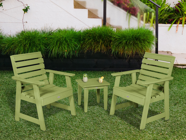 2 Riverside Garden Chairs and 1 Small Side Table in Palm Green