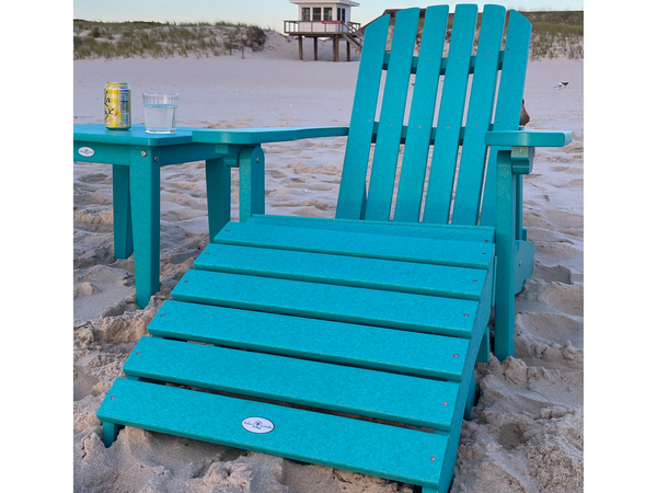 Cape Classic Folding and Reclining Adirondack Chair and Ottoman in Seaglass Blue