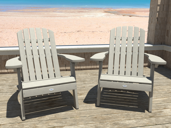 Set of 2 Cape Folding and Reclining Adirondack Chairs in Cove Gray