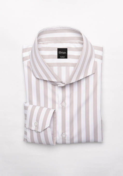 Image of Light Grey Performance Stretch Stripes Shirt - Wrinkle Free