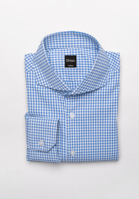 Image of Sky Blue Ultra Stretch Performance Gingham Shirt - Wrinkle Free