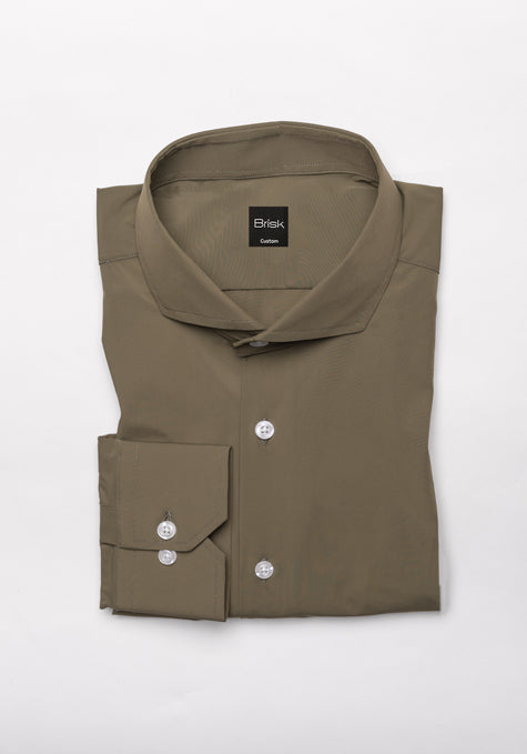 Image of Olive Green Four Way Performance Stretch Shirt - Wrinkle Free