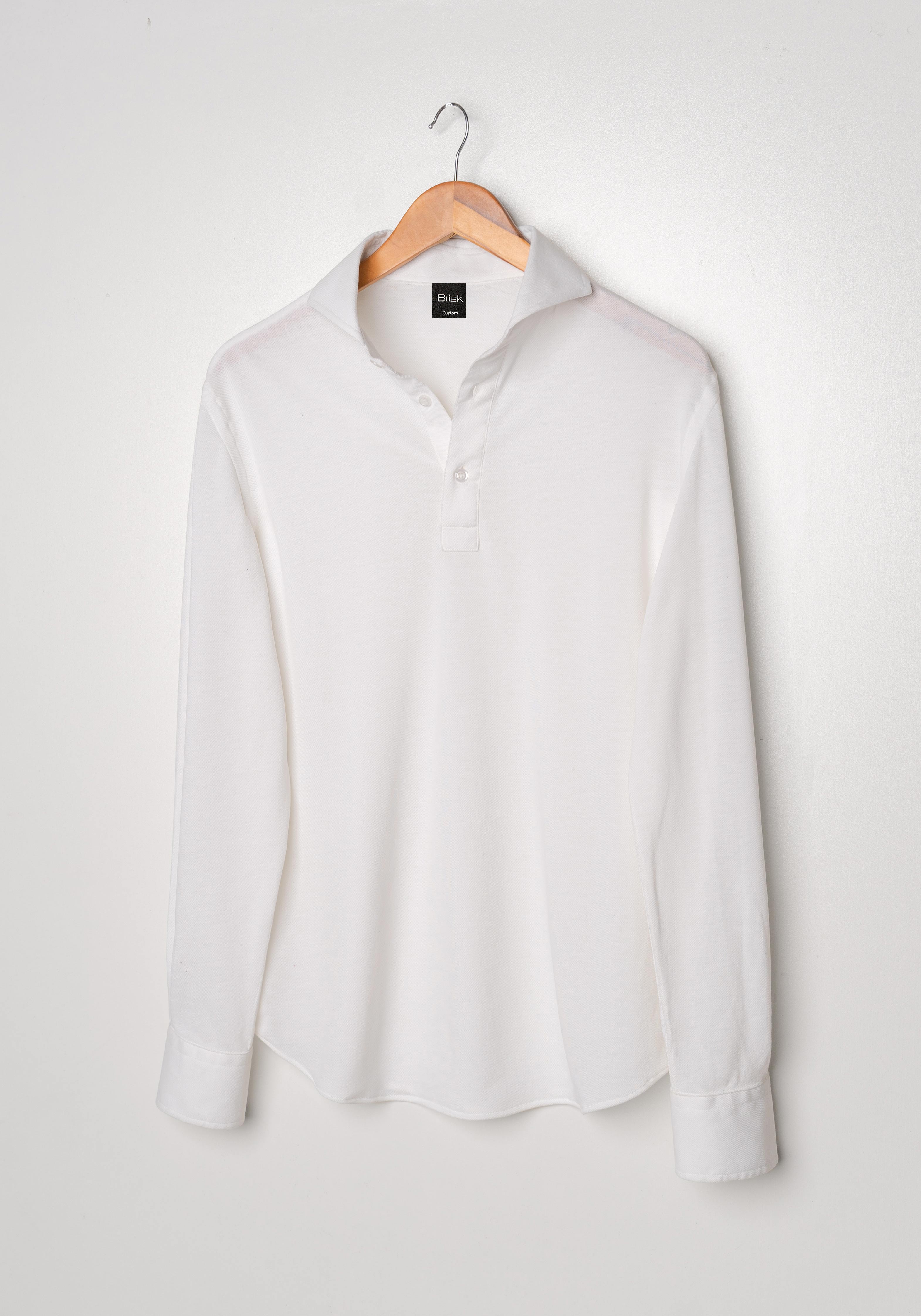 Image of White Feather Soft Piqué Full Sleeve Polo Shirt