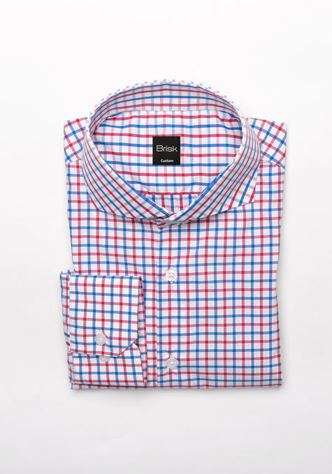 Image of Red Blue Boxes Performance Stretch Shirt - Wrinkle Free - Extreme Collar