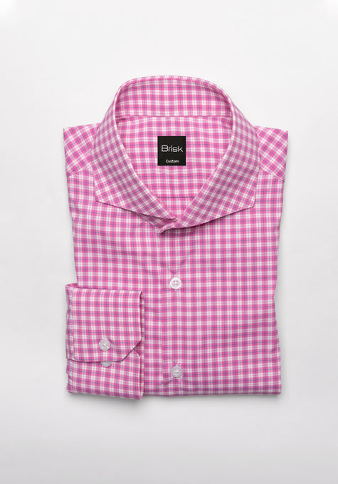 Image of Bright Pink Ultra Performance Stretch Tattersall Shirt - Wrinkle Free