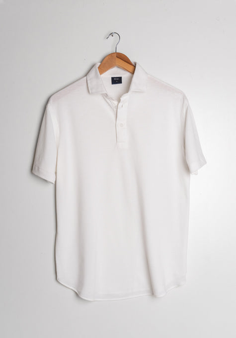 Image of White Feather Soft Piqué Half Sleeve Polo Shirt