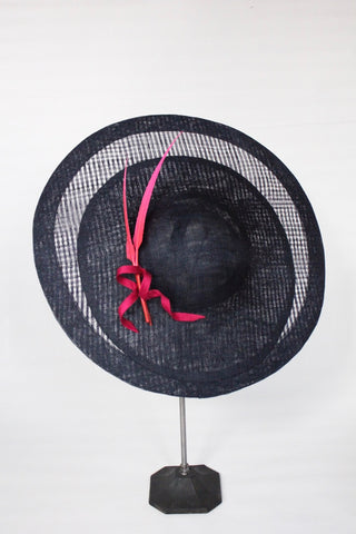 navy and pink ascot hat