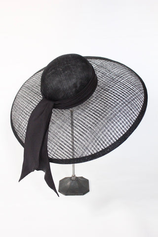 Large black hat for ascot