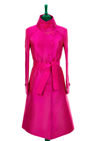 bright pink silk ascot coat