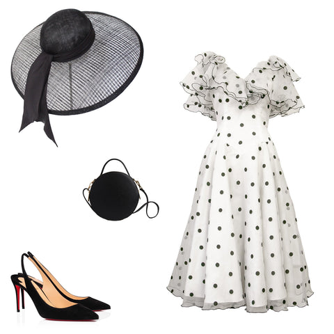 vintage outfit ideas for the races, polka dot dress