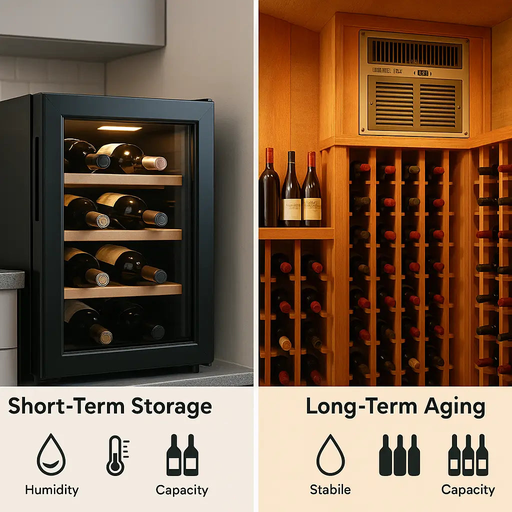 Comparison of wine storage fridge and aging cellar with Breezaire cooling