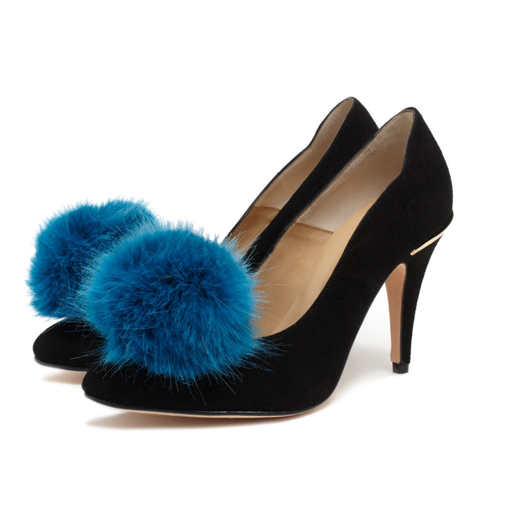 Pom Pom Shoe Clips | Shoe Jewellery | Faux Fur Blue | Fur Shoe ...