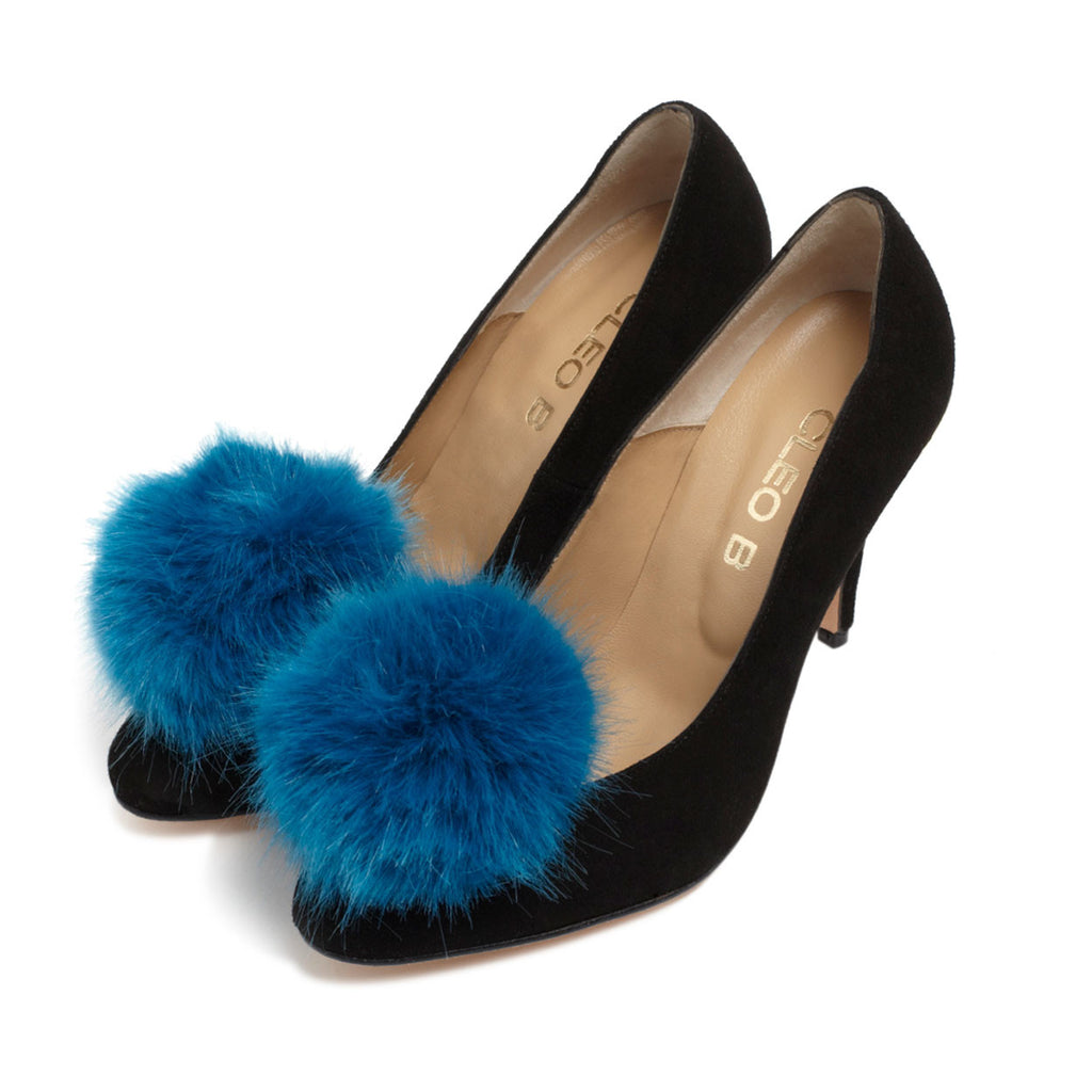 Pom Pom Shoe Clips | Shoe Jewellery | Faux Fur Blue | Fur Shoe ...