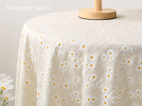 Pastel Yellow Floral Tablecloth