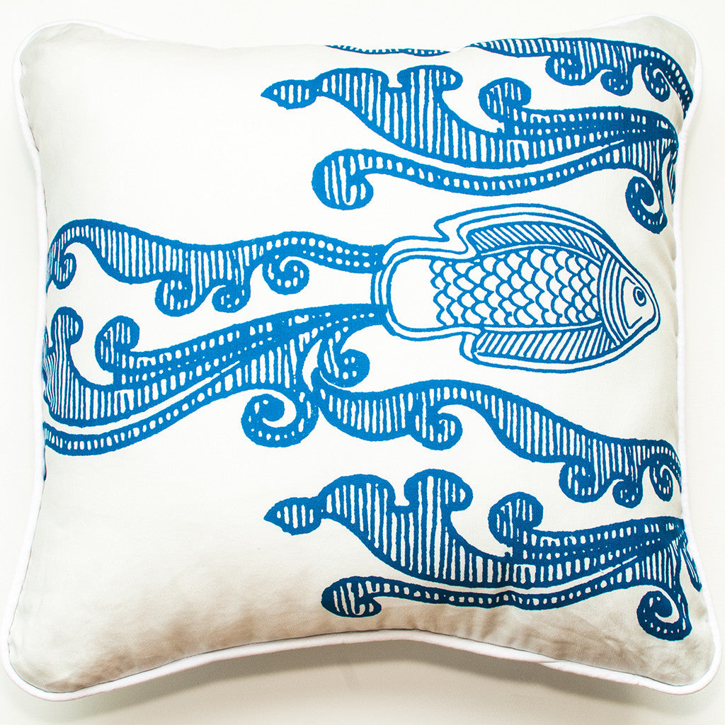 Blue and clearance cream pillows